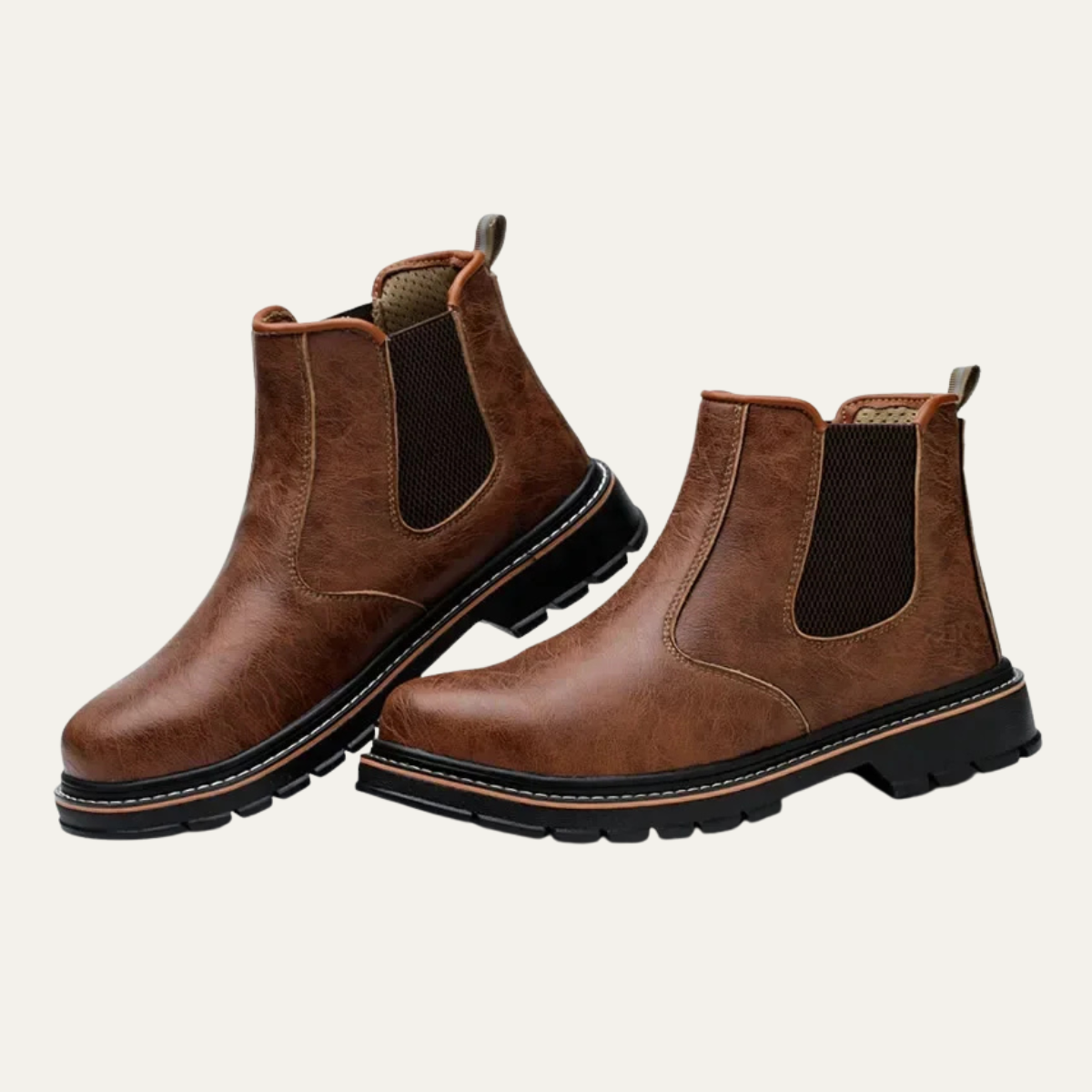 Kai | Men's Brown Leather Chelsea Work Boots Steel Toe