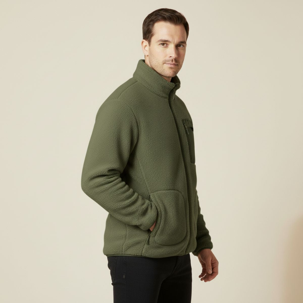 Blake | Men's Fleece Jacket Sage Green Zip Up