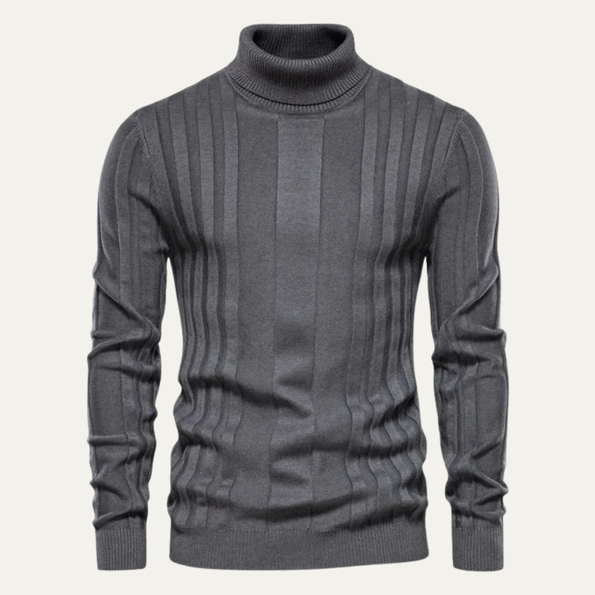 Ezra | Men's Turtleneck Cable Knit Sweater Black