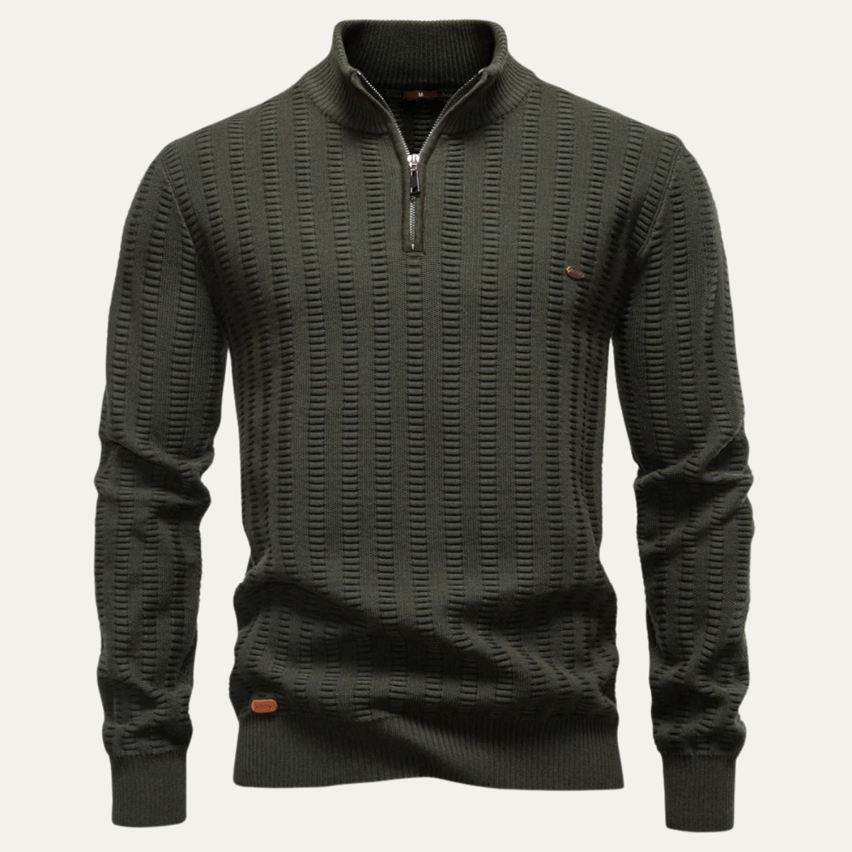 Caleb | Men's Quarter Zip Cable Knit Sweater Navy