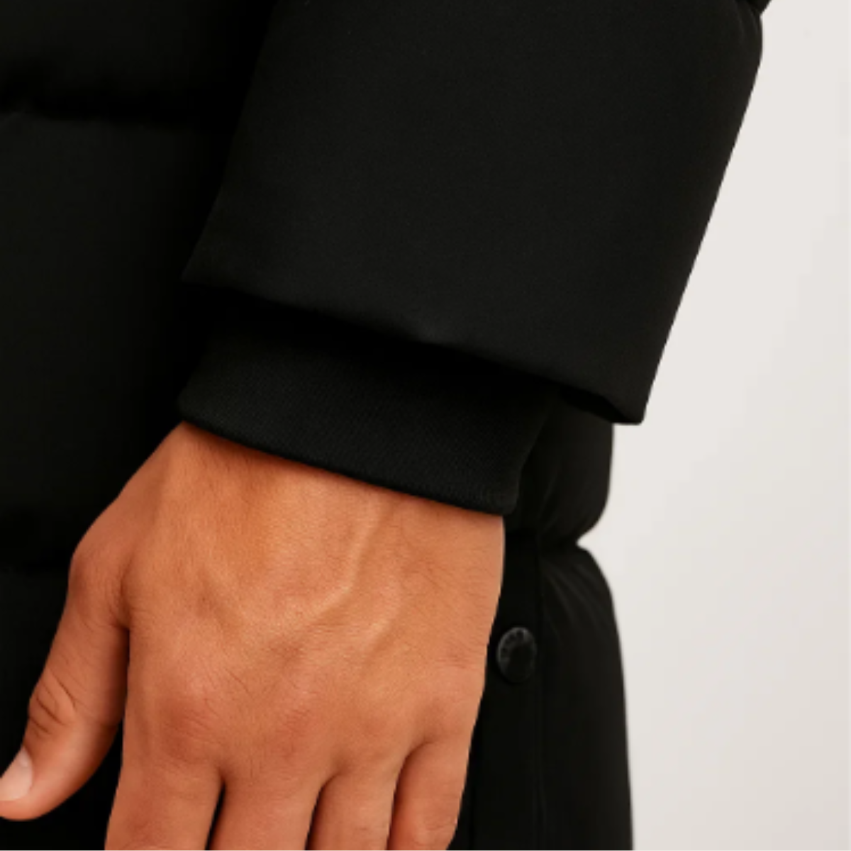 Ezra | Men's Puffer Coat Black Quilted Hooded Long