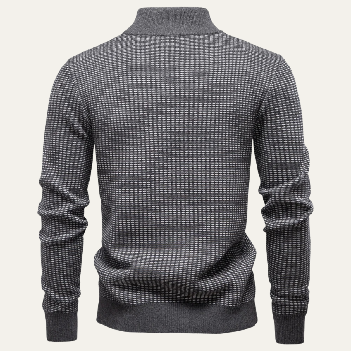 Ezra | Men's Quarter Zip Sweater Gray Textured Knit