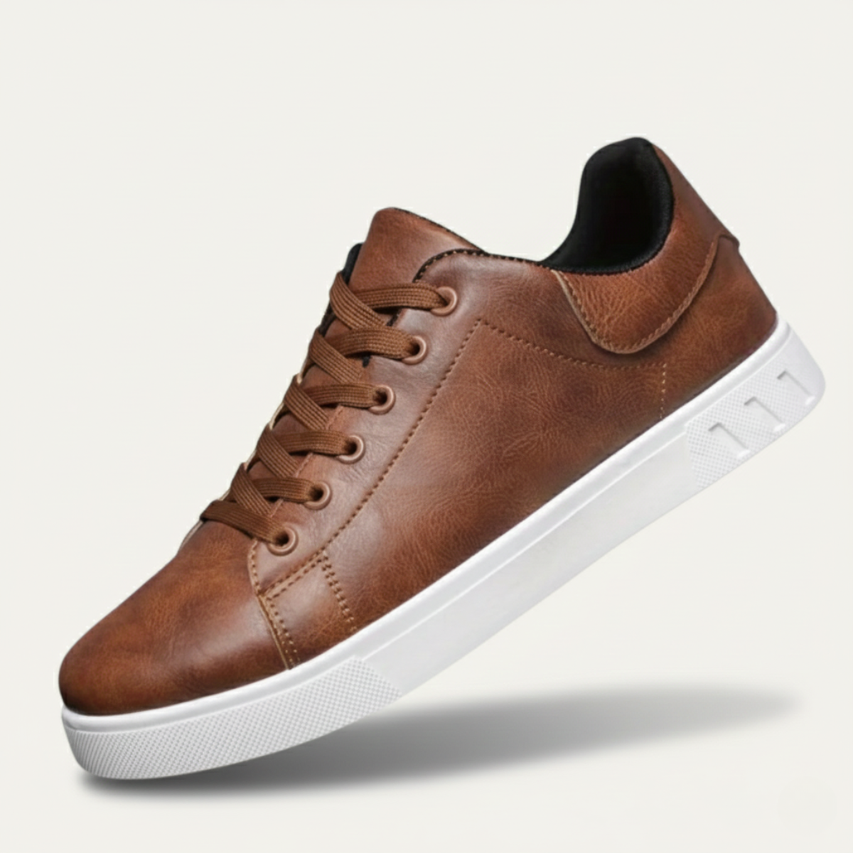 Kael | Men's Leather Low Top Sneaker Brown White Sole