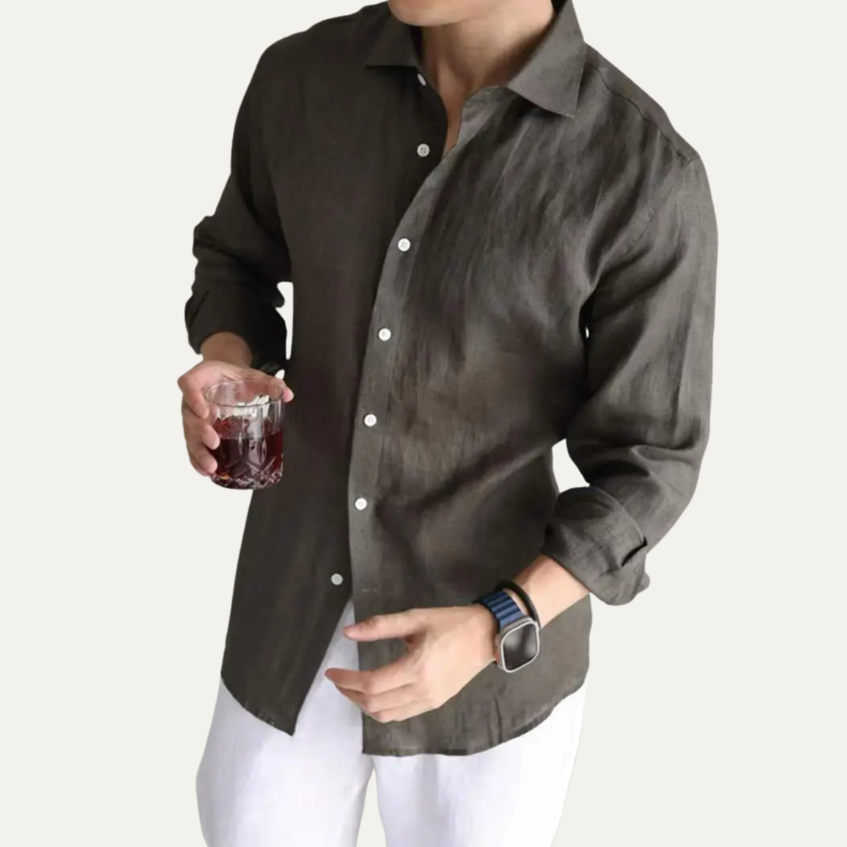 Callum | Men's Linen Button Up Shirt Charcoal