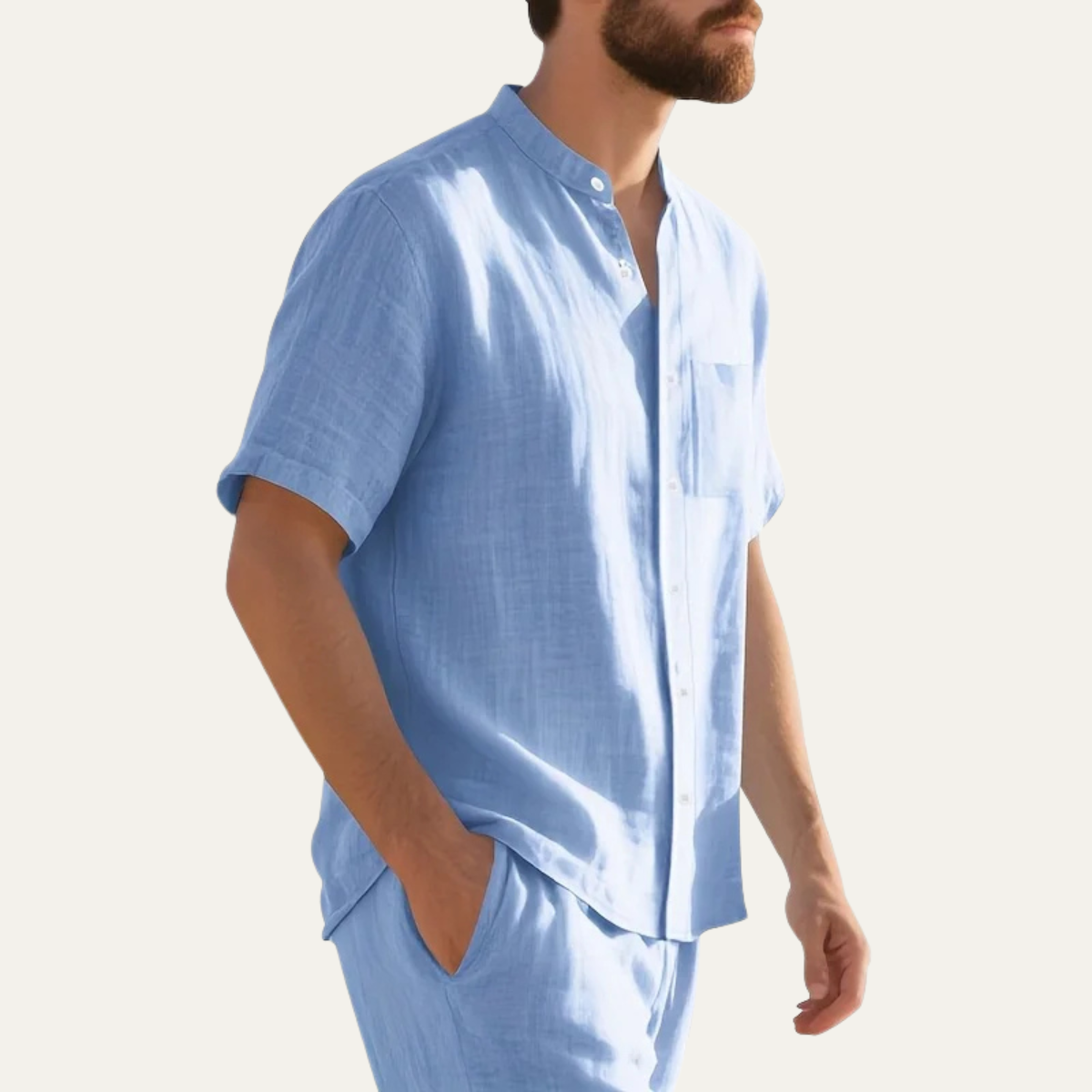 Blake | Men's Casual Short Sleeve Button Up Shirt Light Blue