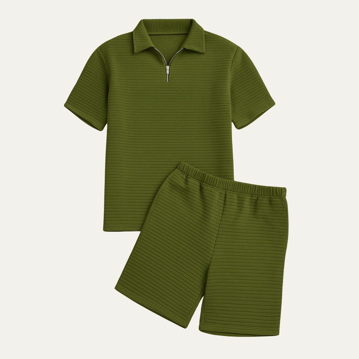 Lola | Men's Textured Lounge Set Cream Short Sleeve