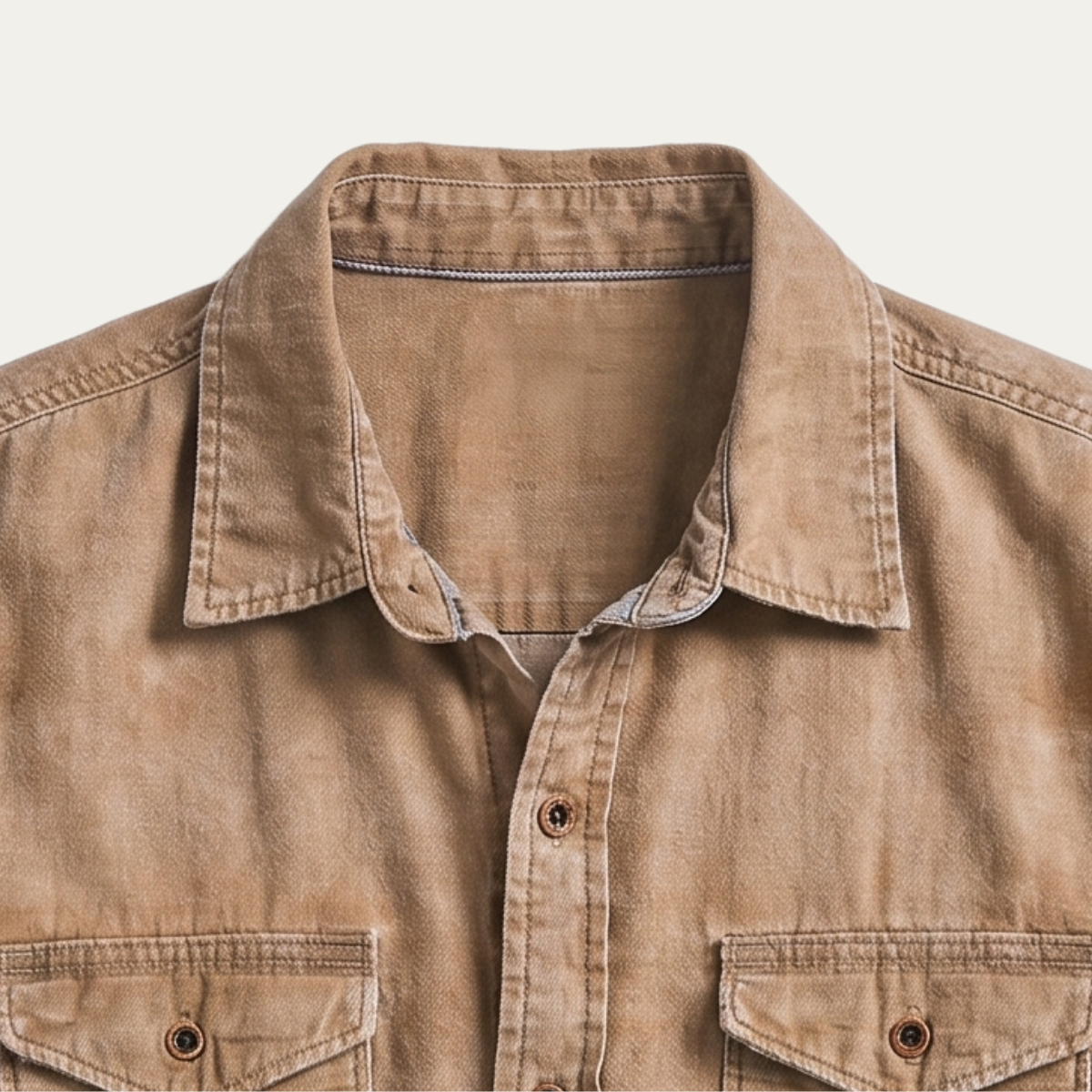 Dama Washington Rhys men's vintage washed denim shirt brown - view 4