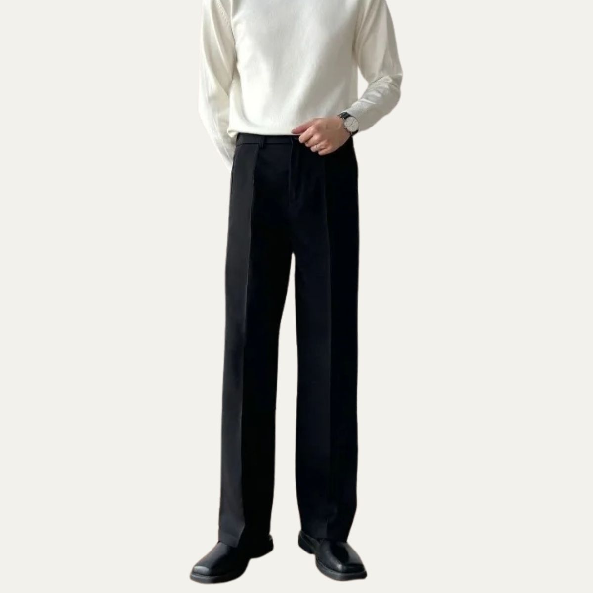 Bryce | Men's Pleated Wide Leg Dress Pants Black