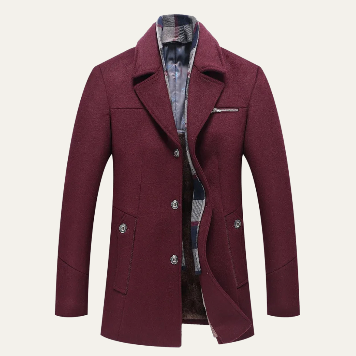 Bram | Men's Navy Wool Blend Casual Blazer Long Coat