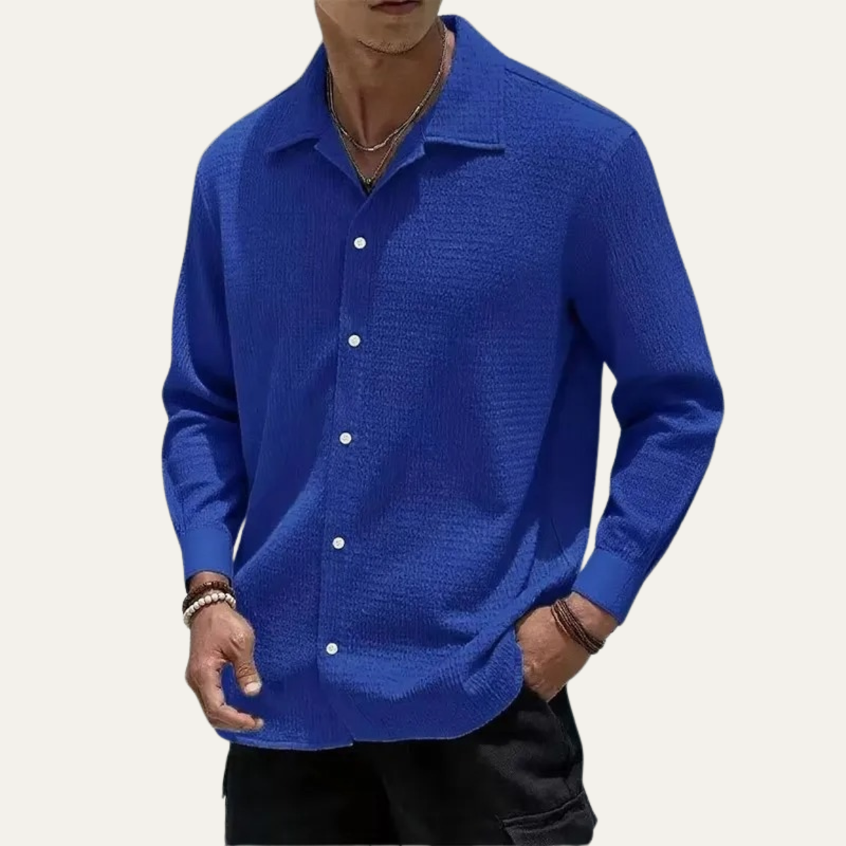 Beau | Men's Textured Button Up Shirt Lilac