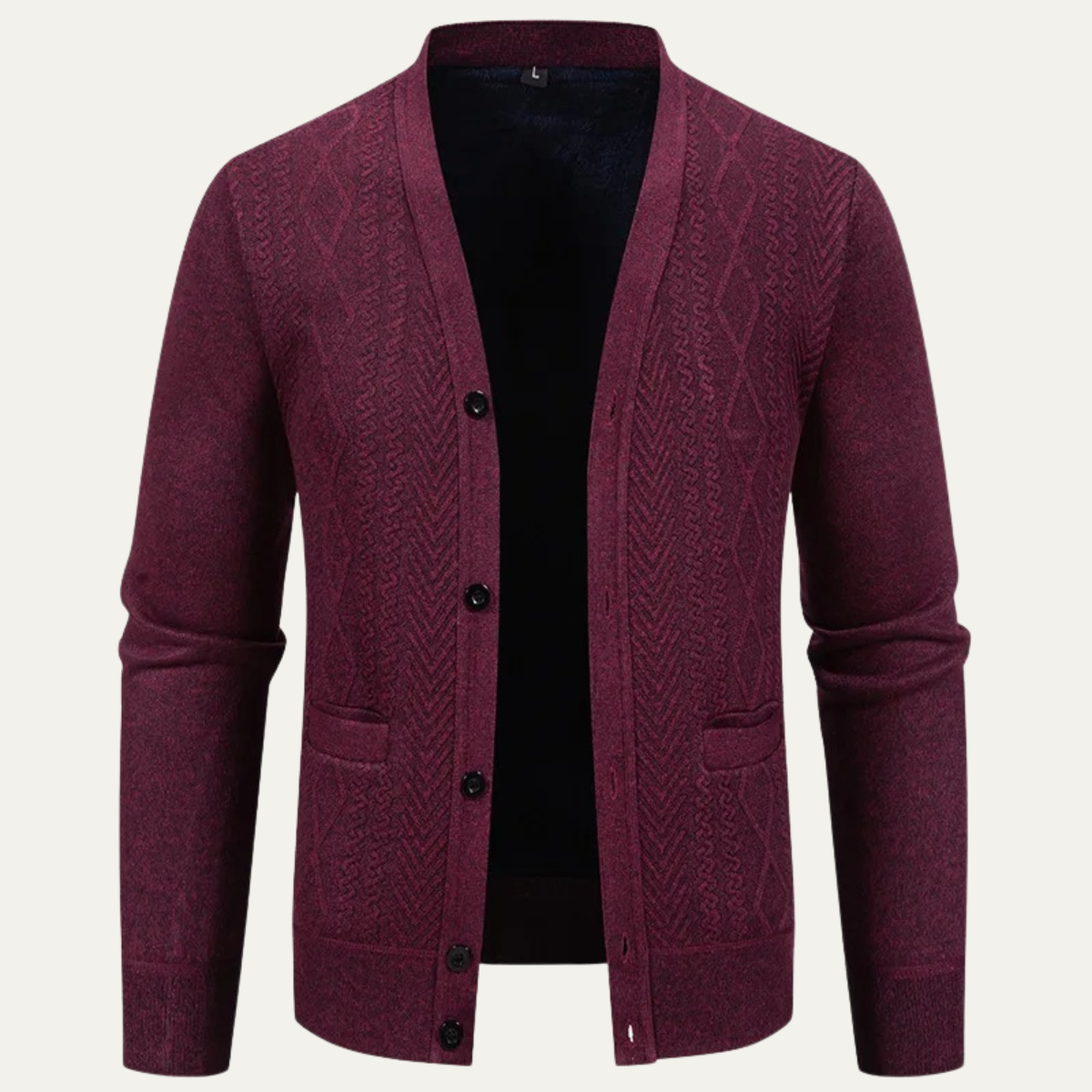 Rhys | Men's Cable Knit Cardigan Navy Button Up Casual