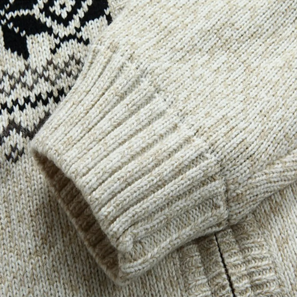 Ash | Men's Cream Fair Isle Zip Up Hoodie Sherpa Lined