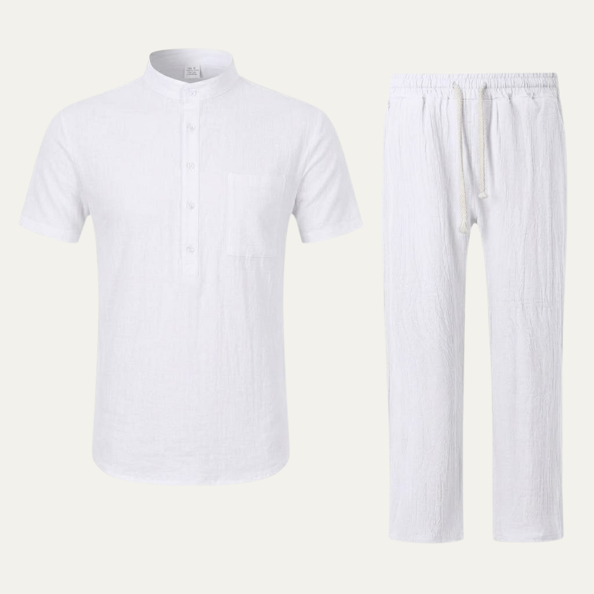 Kai | Men's Linen Lounge Set Black Short Sleeve