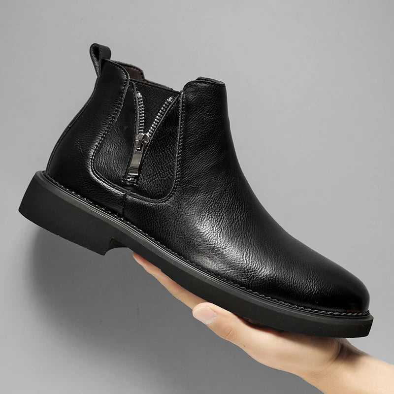 Axel | Men's Vintage Chelsea Boot Brown Leather Black Sole