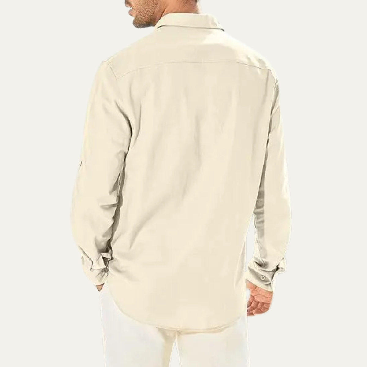 Grant | Men's Casual Cotton Linen Button Up Shirt Cream