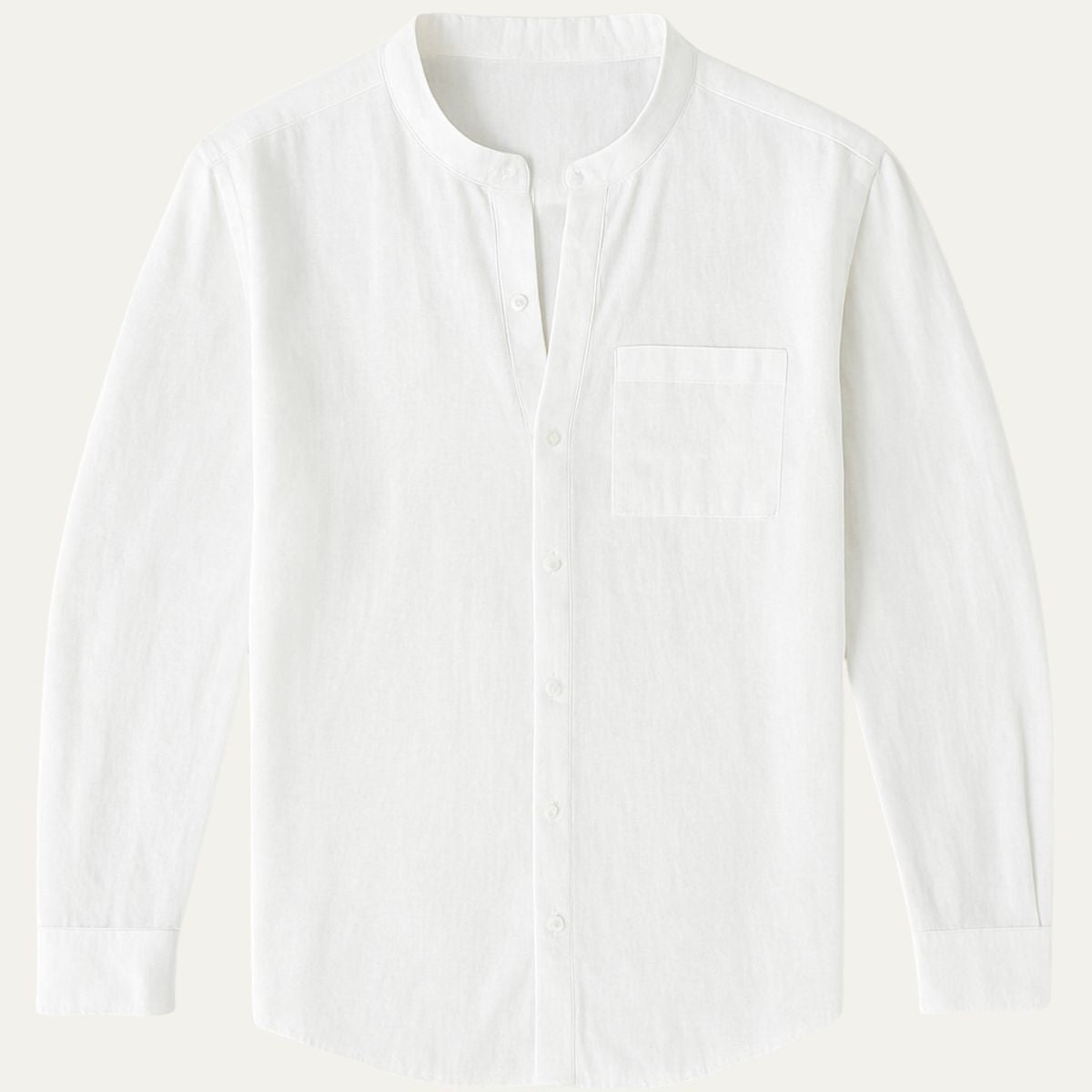 Bram | Men's Linen Shirt Cream Long Sleeve Button Up