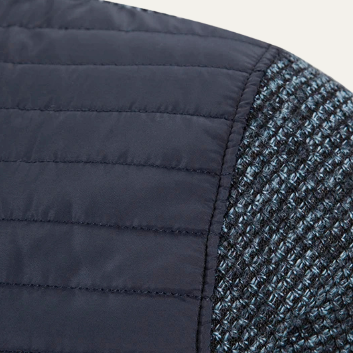 Axel | Men's Quilted Puffer Jacket Navy Knit Sleeves