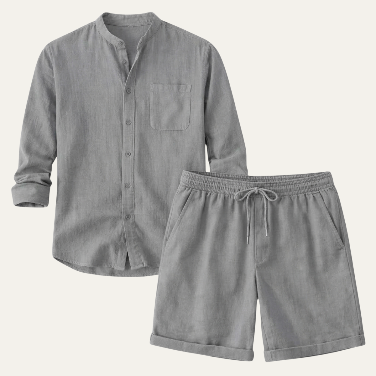 Ash | Men's Relaxed Linen Shorts Olive Green Elastic Waist