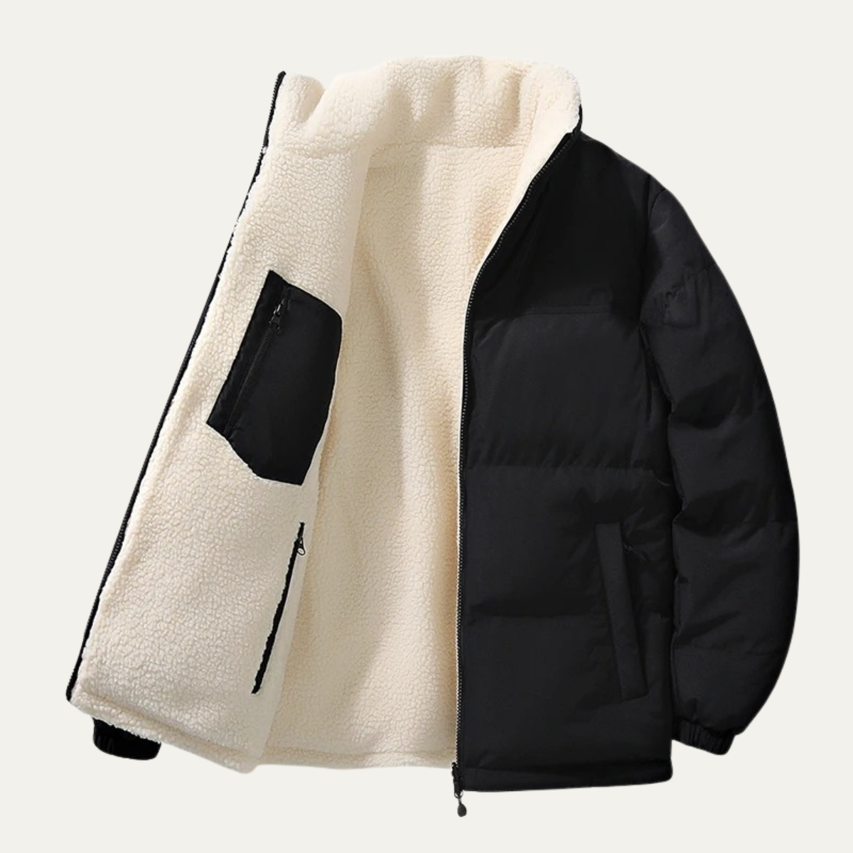 Axel | Men's Sherpa Lined Puffer Jacket Cream