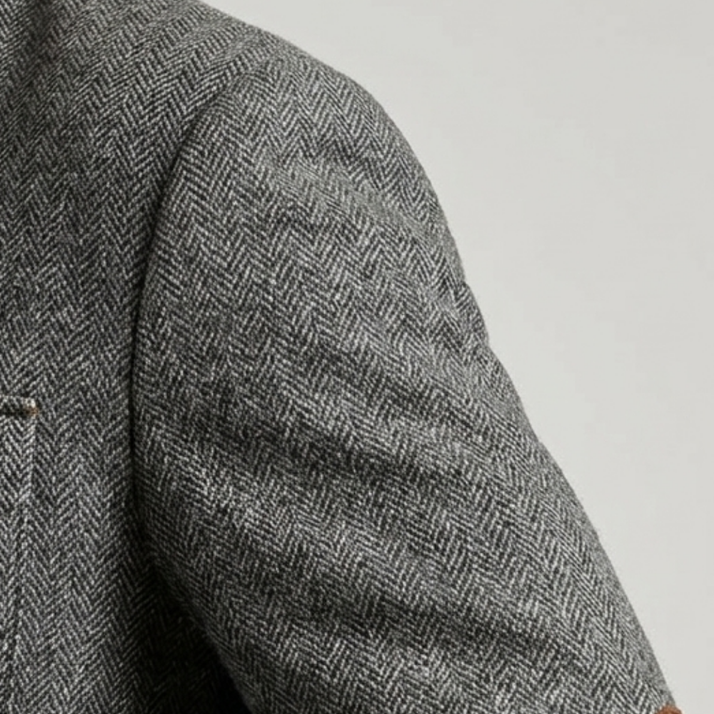 Sage | Men's Herringbone Tweed Blazer with Elbow Patches