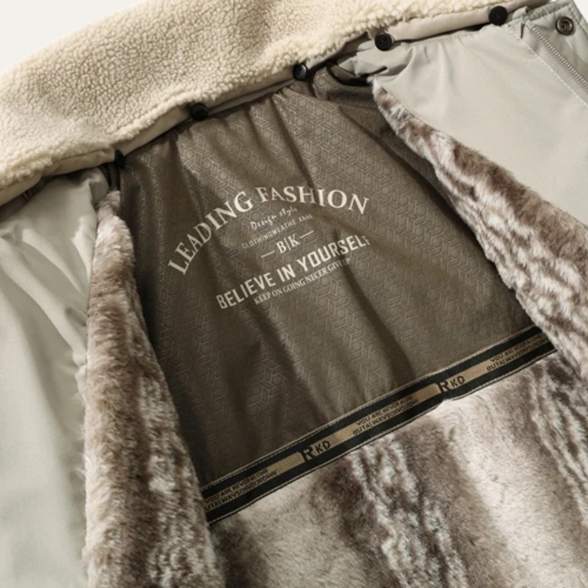 Bram | Men's Quilted Puffer Jacket Cream Sherpa Collar