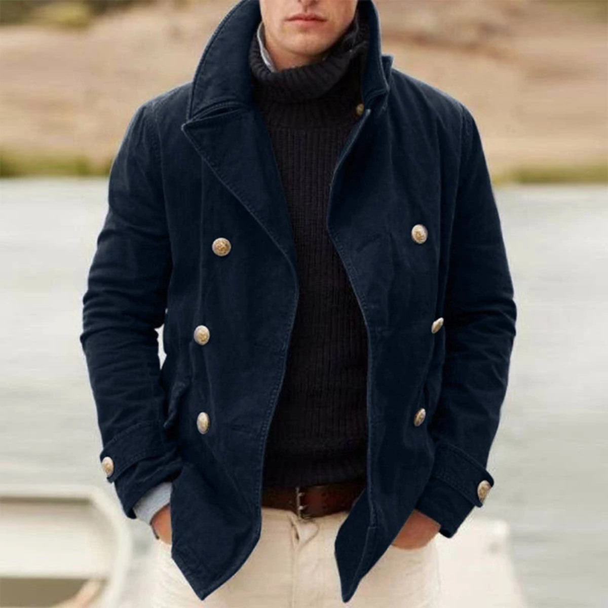Wyatt | Men's Double Breasted Blazer Navy