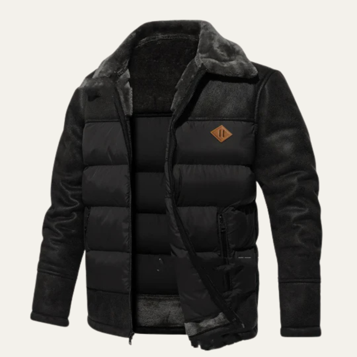 Axel | Men's Sherpa Quilted Puffer Jacket Brown