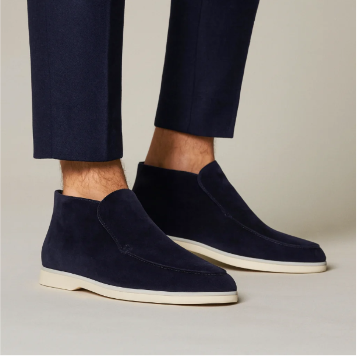 Silas | Men's Suede Loafer Slip On Brown White Sole