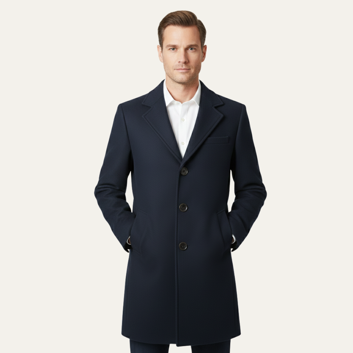 Bram | Men's Double Breasted Wool Blend Overcoat Black
