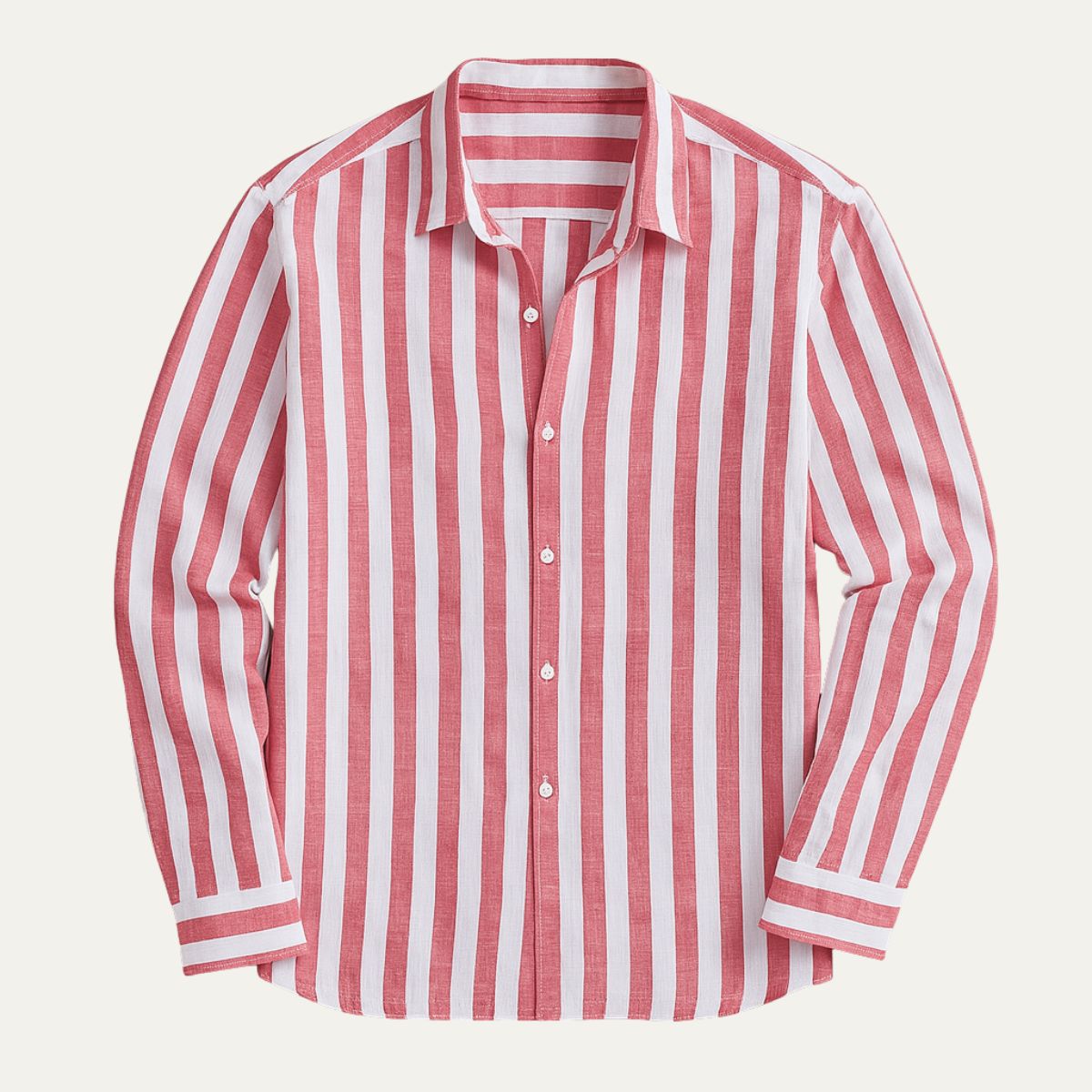 Beau | Men's Linen Striped Button Up Shirt Sage Green