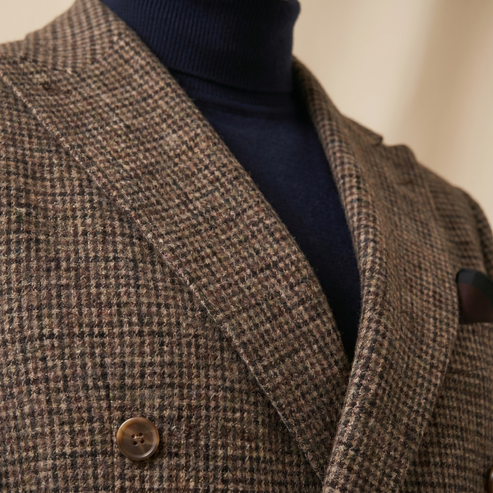 Dama Washington Jasper men's herringbone tweed suit beige double breasted - view 4