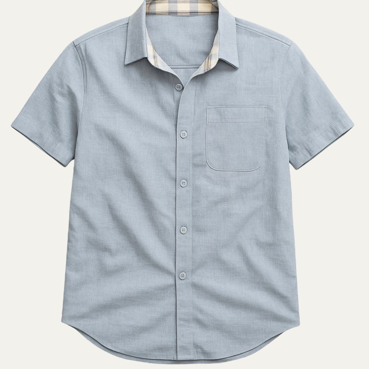 Demi | Men's Linen Shirt Light Blue Short Sleeve Button Down