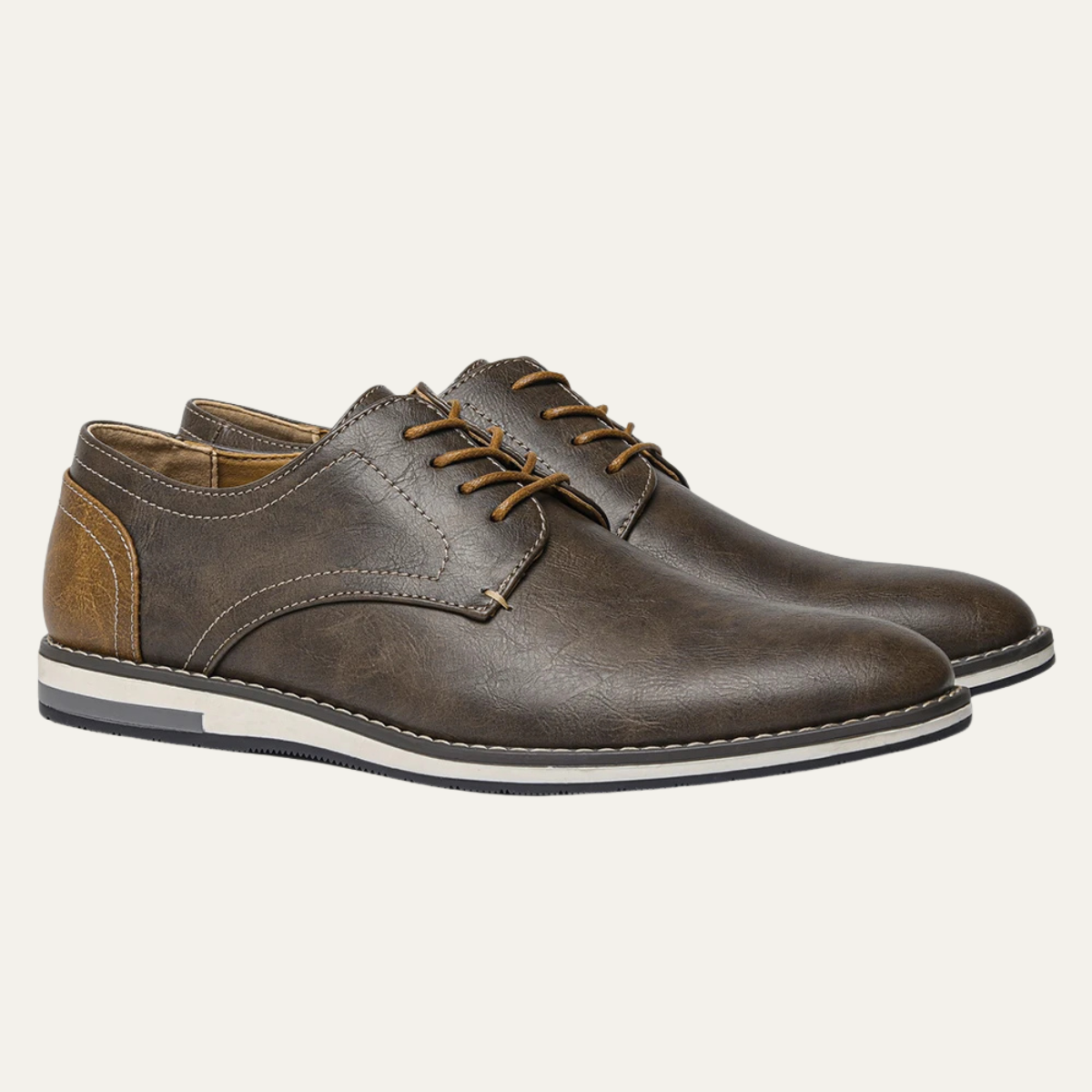 Axel | Men's Casual Oxford Leather Sneakers Gray Brown