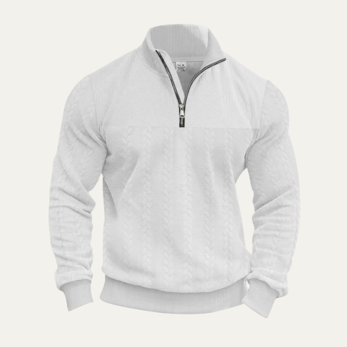 Beau | Men's Quarter Zip Sweater Black Cable Knit