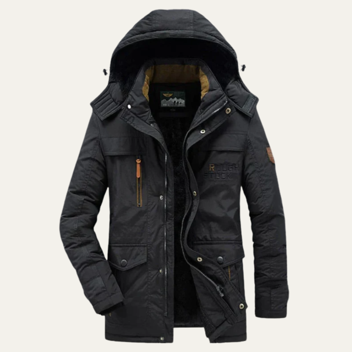 Sage | Men's Puffer Jacket Black Hooded Winter Coat