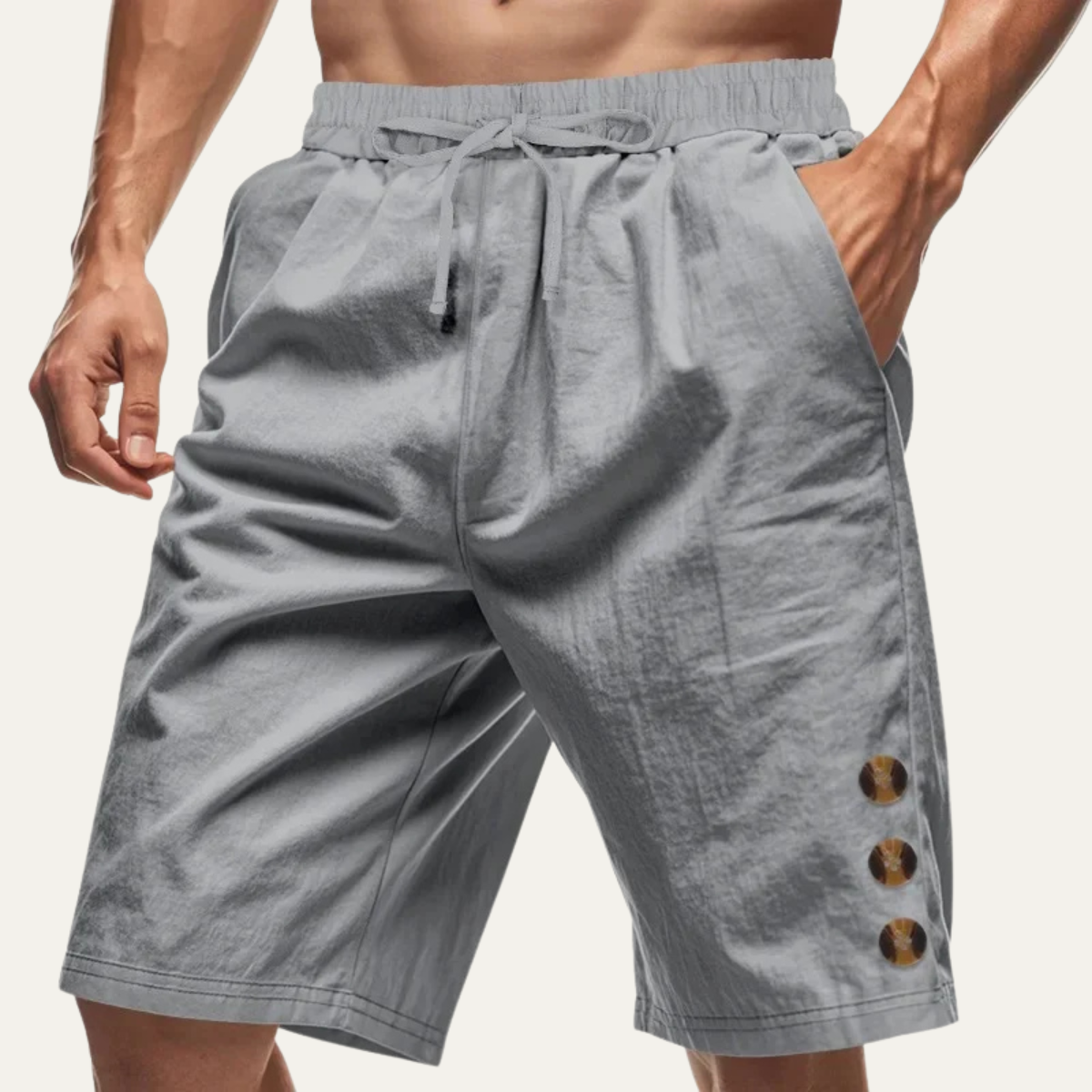 Nash | Men's Casual Button Detail Shorts Black