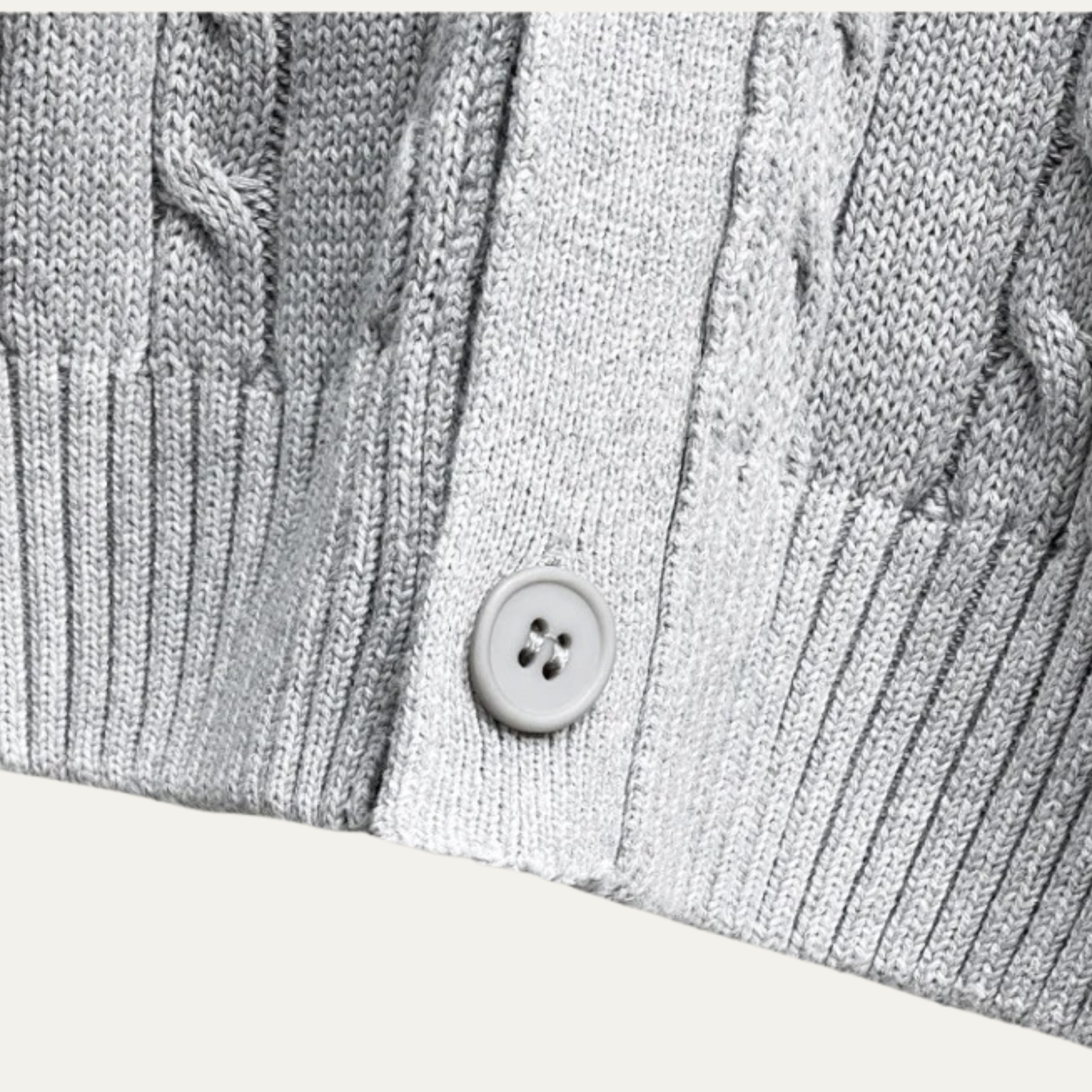 Axel | Men's Cable Knit Cardigan Cream V Neck Button Up