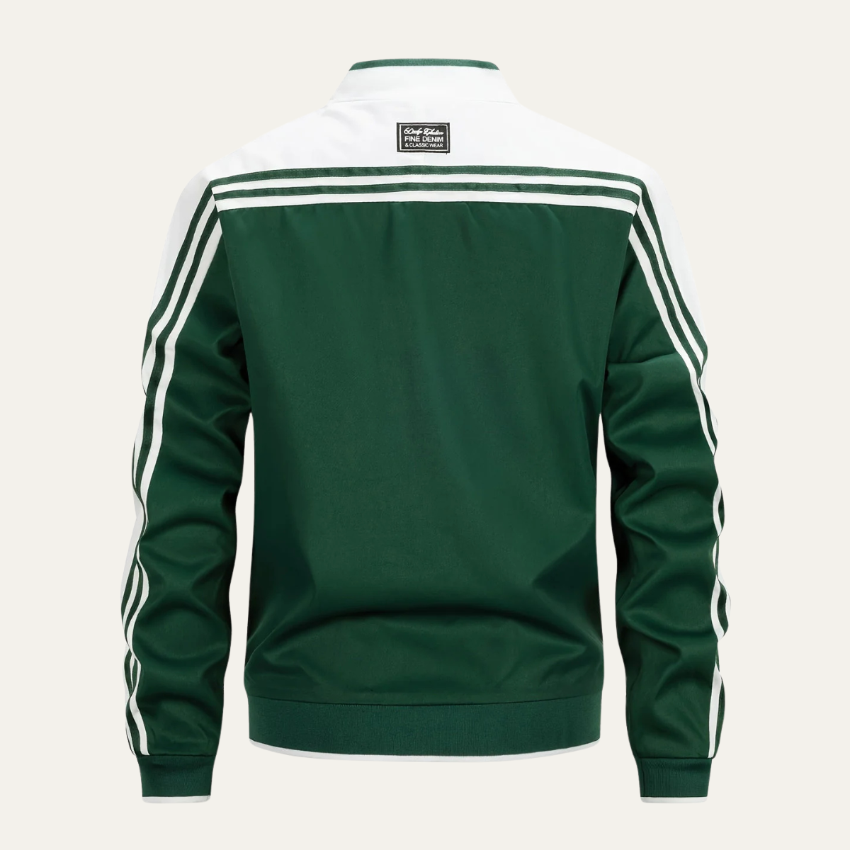 Rhys | Men's Lightweight Track Jacket Green White Striped Sleeves