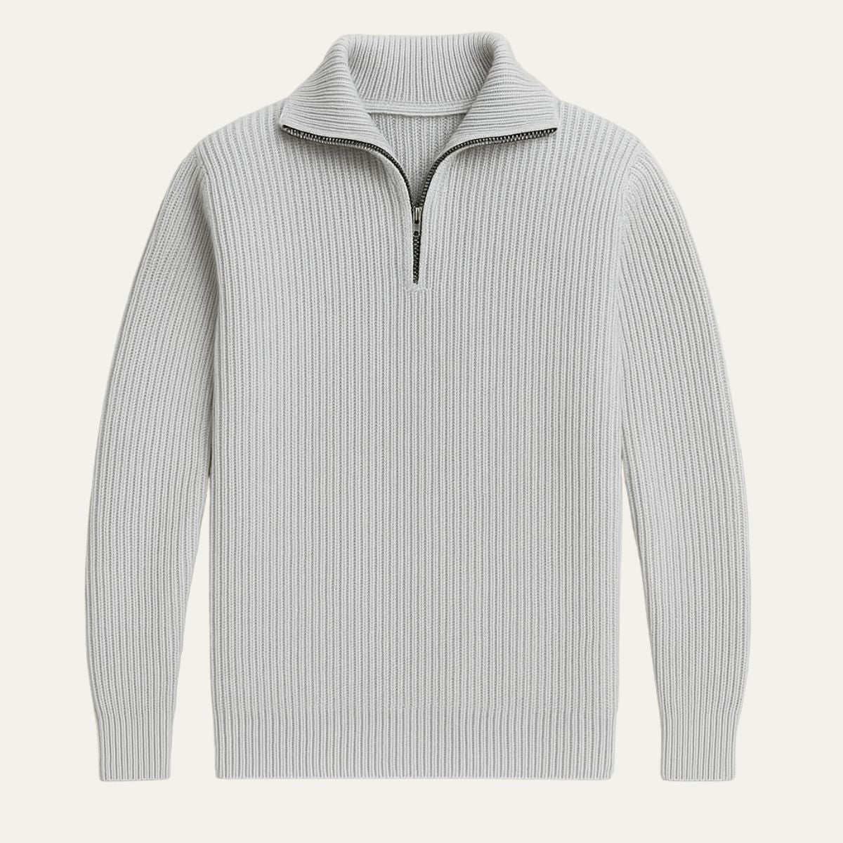 Wren | Men's Quarter Zip Sweater Black Ribbed Knit