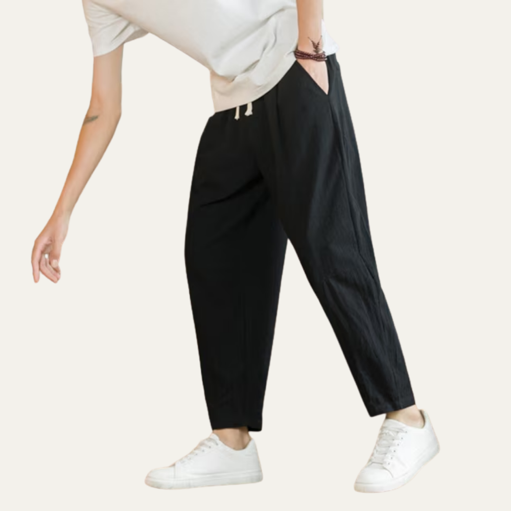 Dama Washington Beau men's linen pants cream loose fit drawstring - view 4