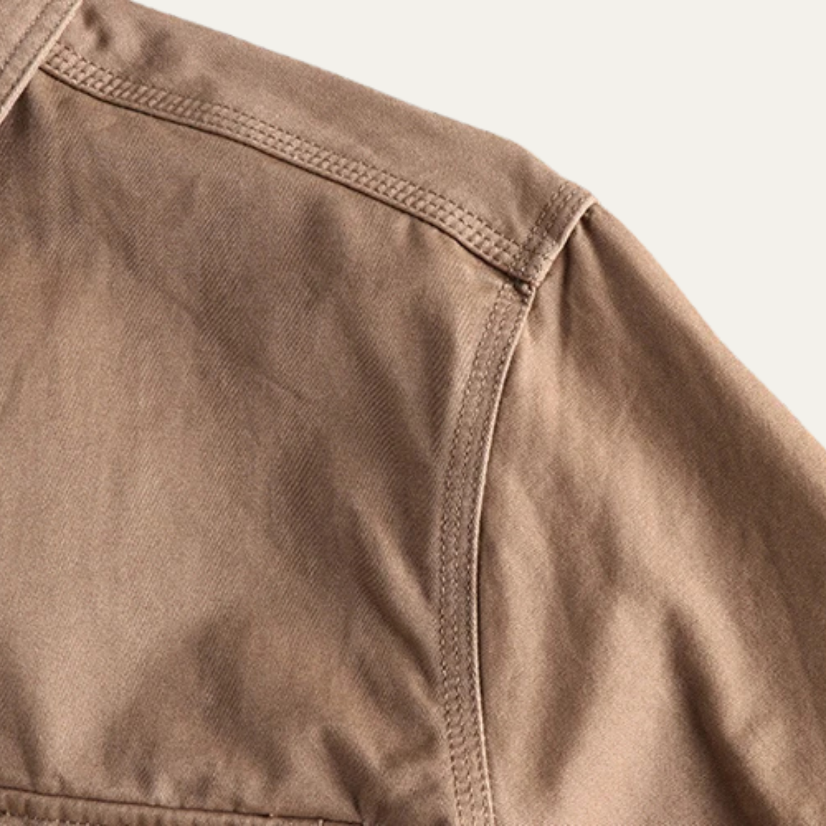 Axel | Men's Utility Denim Shirt Jacket Beige Long Sleeve