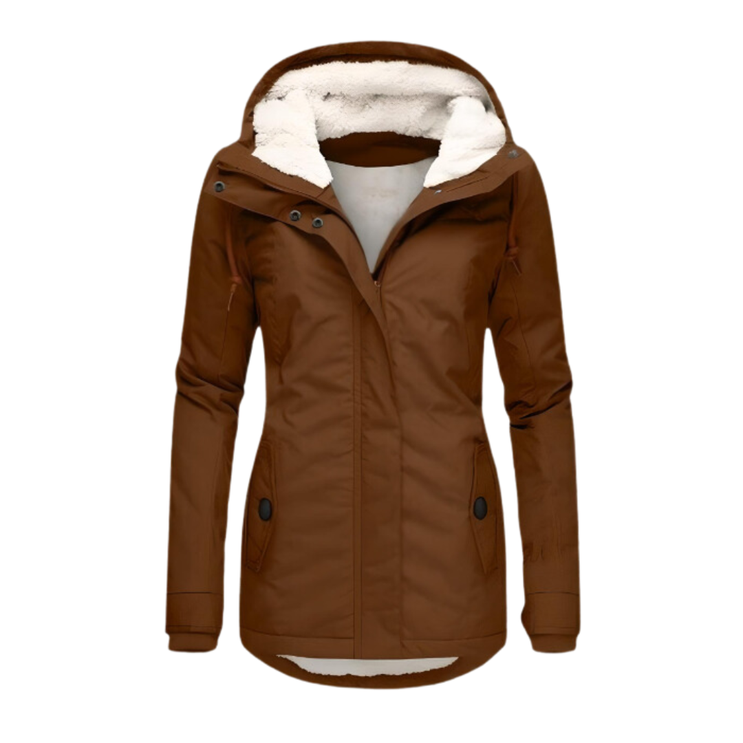 Ivy | Women's Sherpa Lined Puffer Jacket Gray Hooded