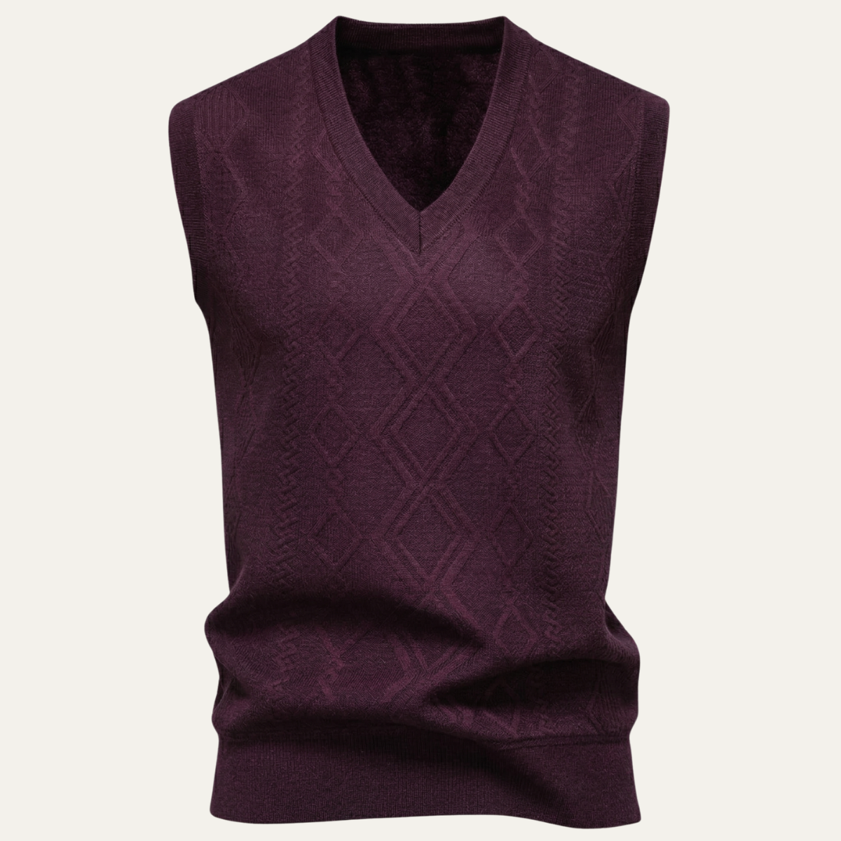 Landon | Men's Cable Knit V Neck Sweater Vest Navy