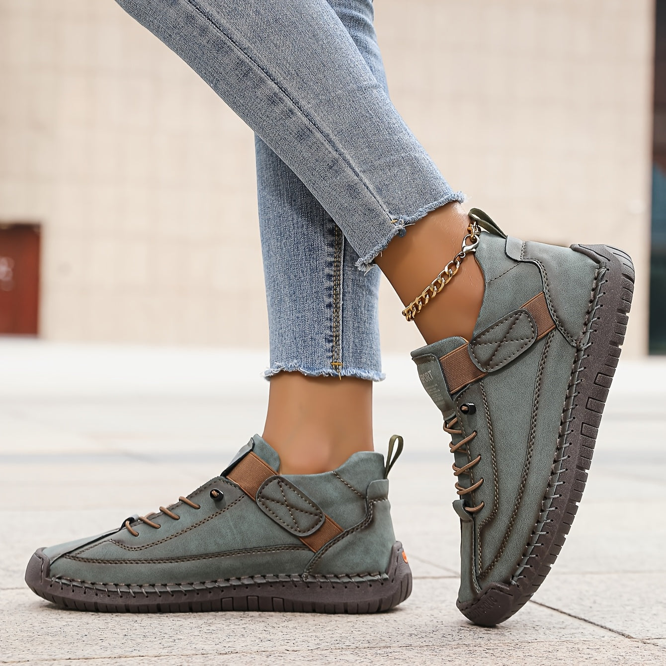Sable | Women's Cream Lace Up Walking Shoes Comfort Fit
