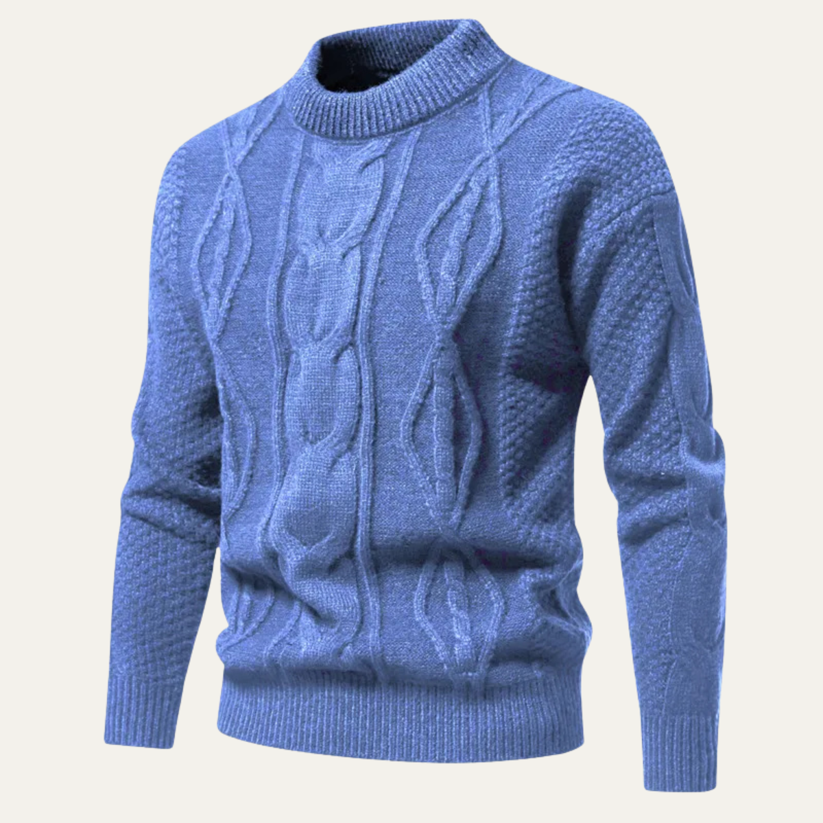 Bram | Men's Cable Knit Sweater Burgundy Crew Neck
