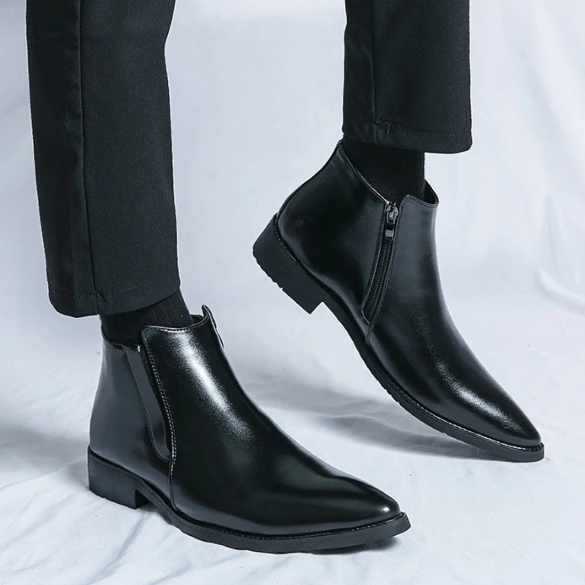 Ash | Men's Black Leather Chelsea Boots Slip On