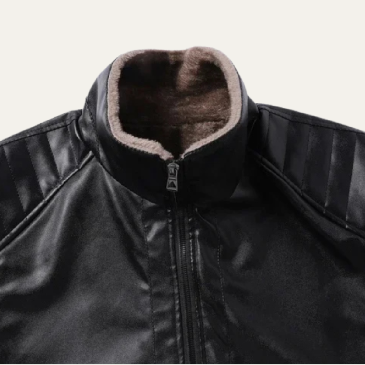 Vane | Men's Sherpa Lined Leather Jacket Black