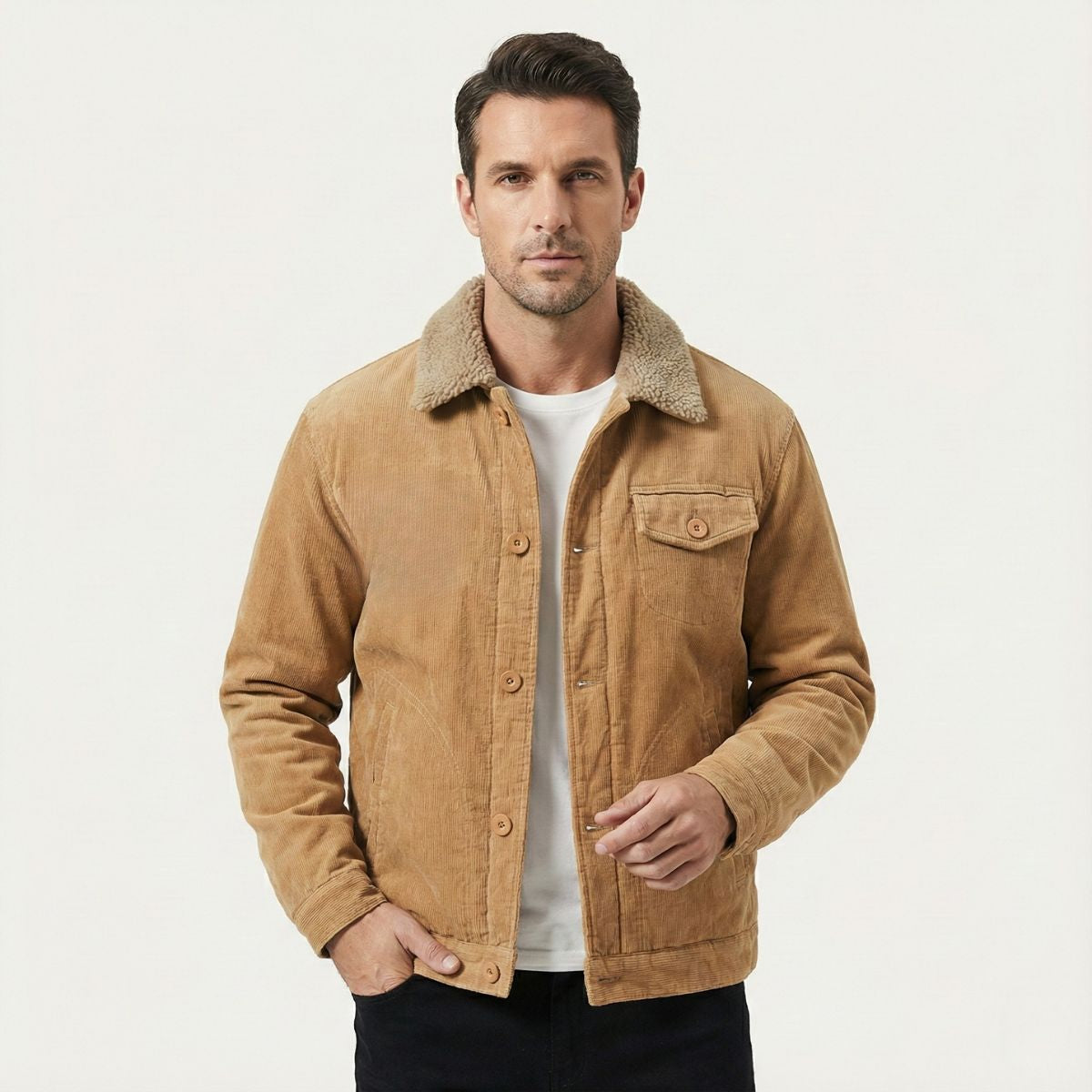 Hugo | Men's Sherpa Lined Corduroy Jacket Tan
