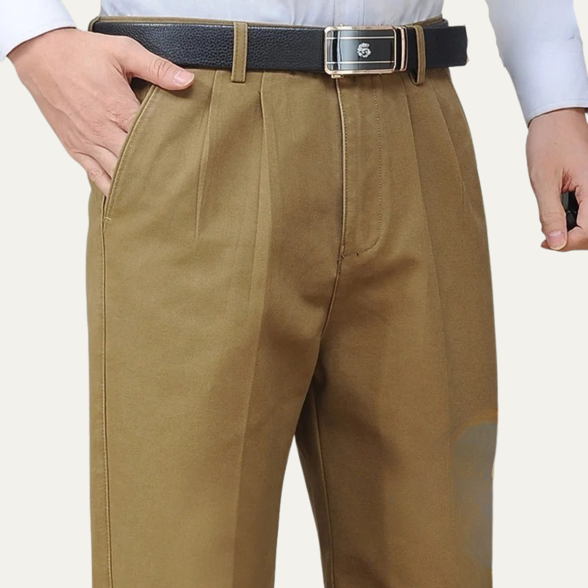 Jasper | Men's Pleated Dress Pants Khaki Cotton