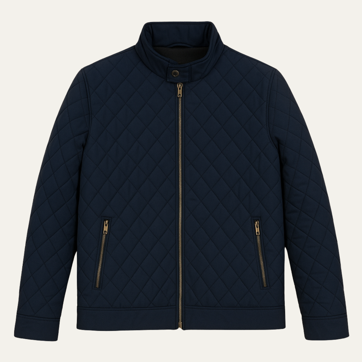 Axel | Men's Quilted Jacket Navy Zip Pockets